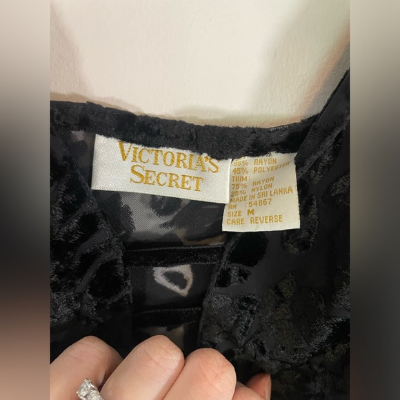 Vintage Victoria Secret Lingerie Gold Label Teddy Bodysuit Black Lace Satin M - Picture 4 of 6